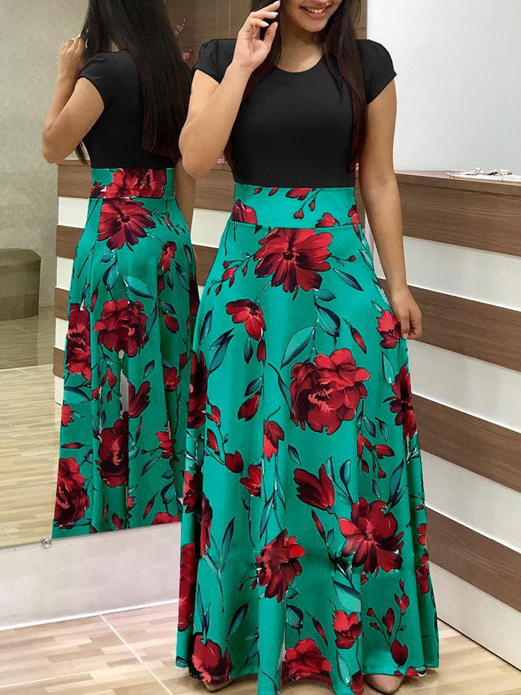 Jupe maxi pour femmes avec motifs floraux et taille élastique Chic & Stil