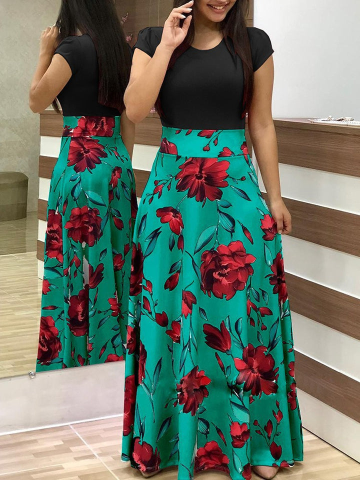 Jupe maxi pour femmes avec motifs floraux et taille élastique Chic & Stil