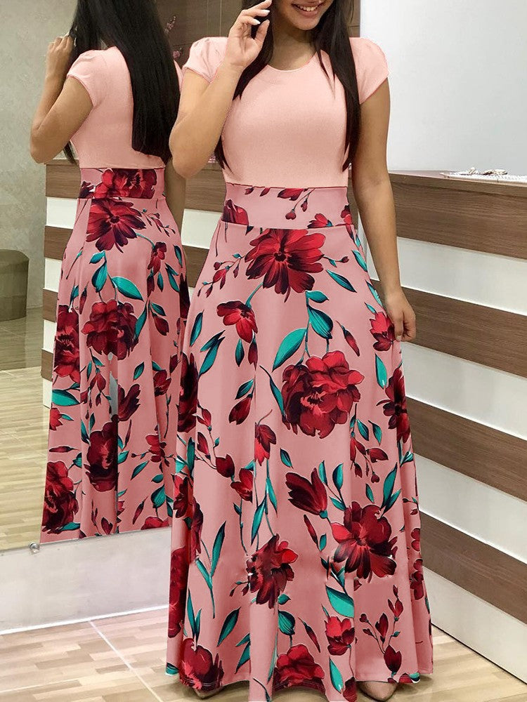 Jupe maxi pour femmes avec motifs floraux et taille élastique Chic & Stil