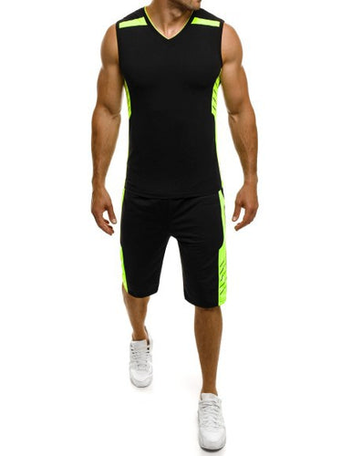 Men's Sports Tank Top with Modern Shorts, V-Neck and Functional Inserts Lune London