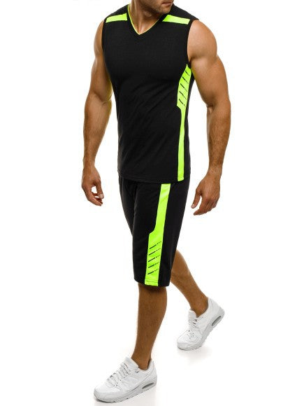 Men's Sports Tank Top with Modern Shorts, V-Neck and Functional Inserts Lune London