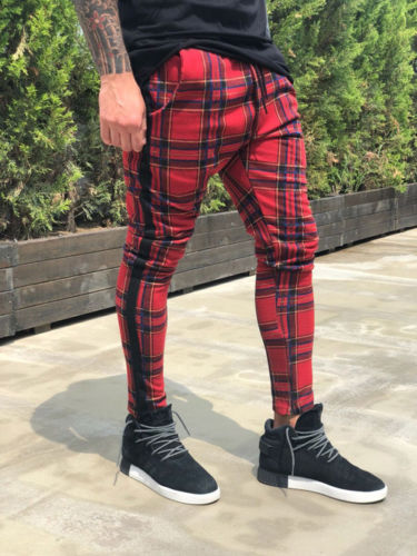 Slim-fit leisure pants for men with check pattern and elastic waist Lune London