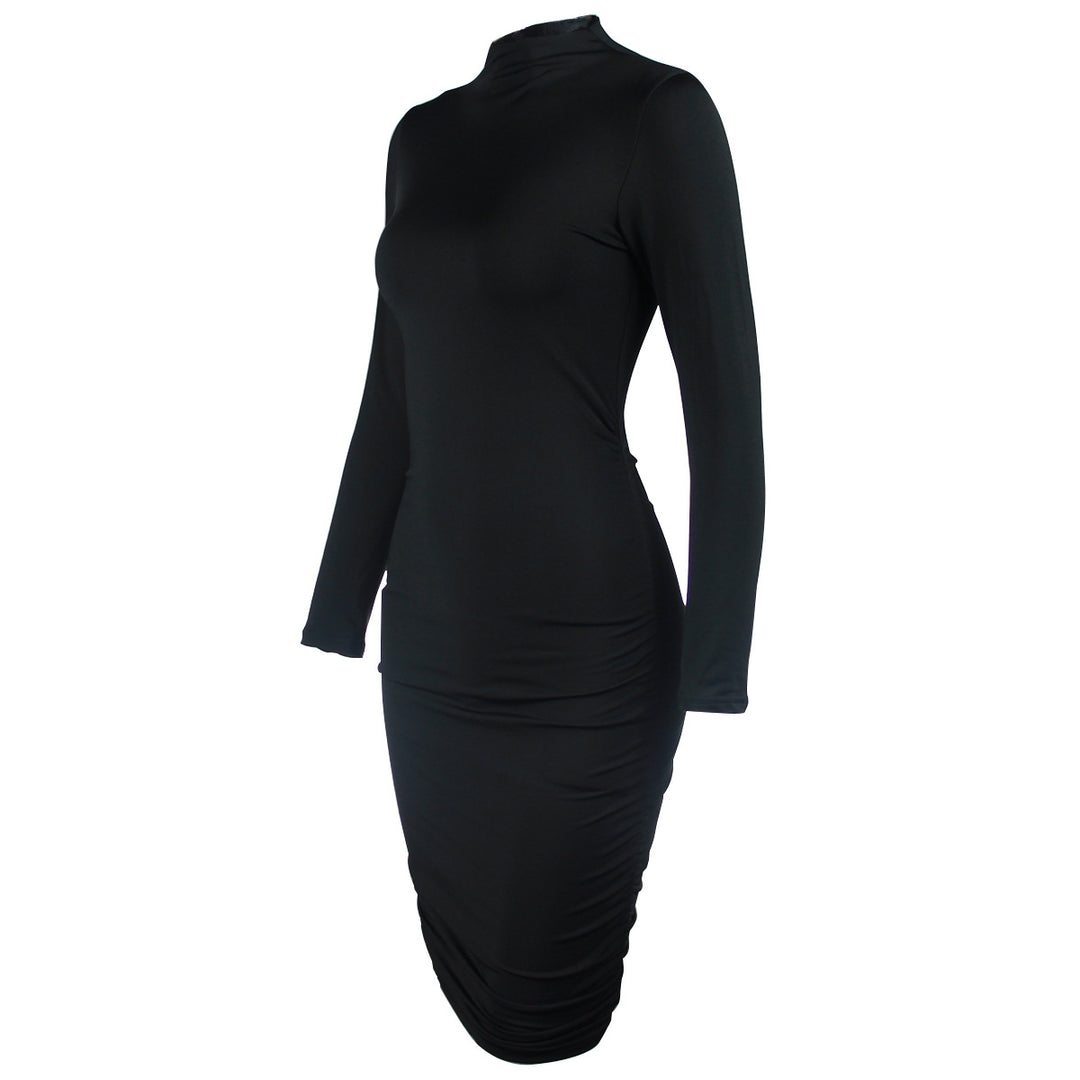 Ladies elegant mini dress with high-neck design and long-sleeve details Lune London