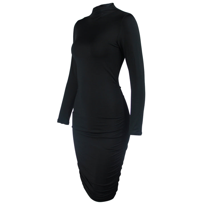 Ladies elegant mini dress with high-neck design and long-sleeve details Lune London