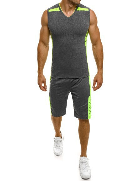 Men's Sports Tank Top with Modern Shorts, V-Neck and Functional Inserts Lune London