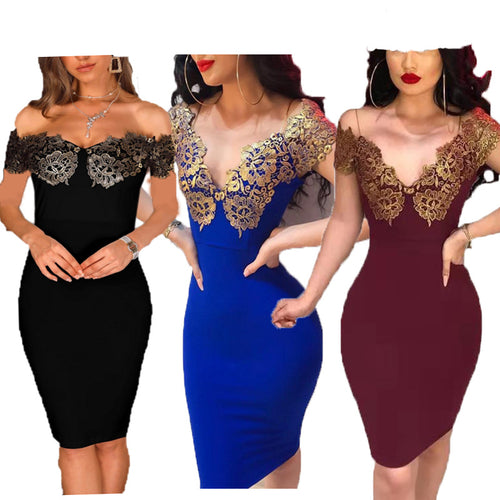 Robe de cocktail élégante pour femmes avec des manches en dentelle artistiques et un décolleté séduisant Chic & Stil