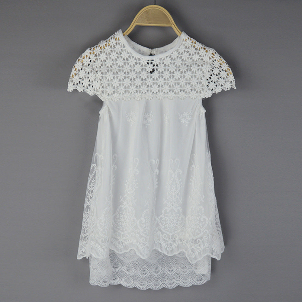 Ladies lace dress with floral design and flared hem Lune London