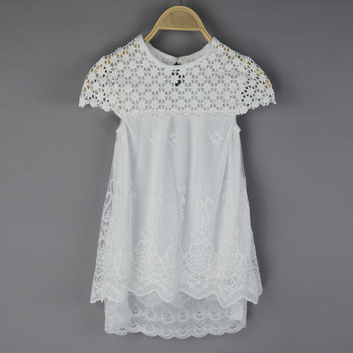Ladies lace dress with floral design and flared hem Lune London