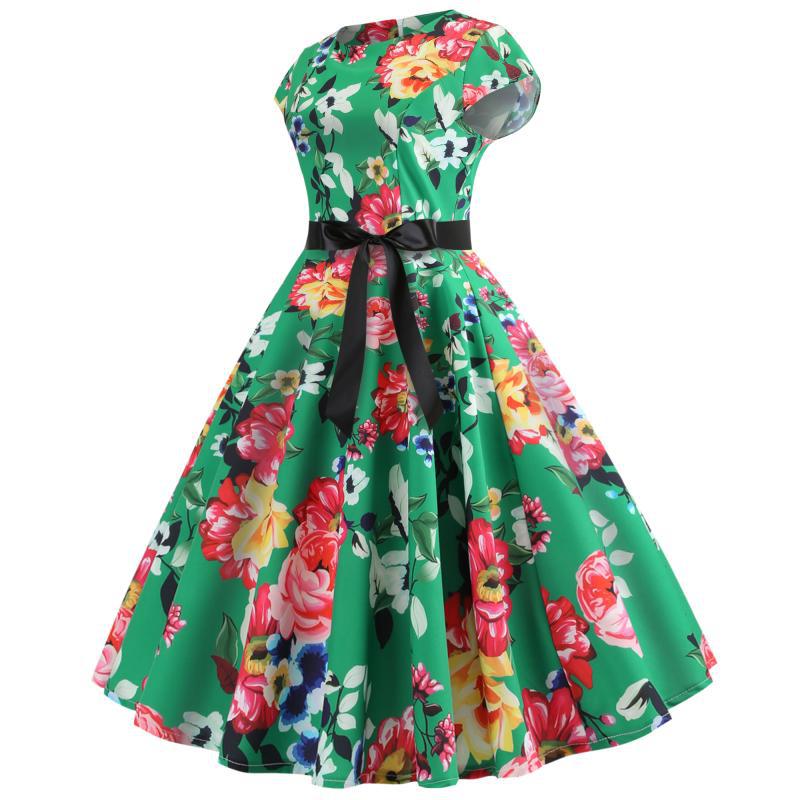 Robe midi femme avec un motif floral et une ceinture réglable à la taille Chic & Stil