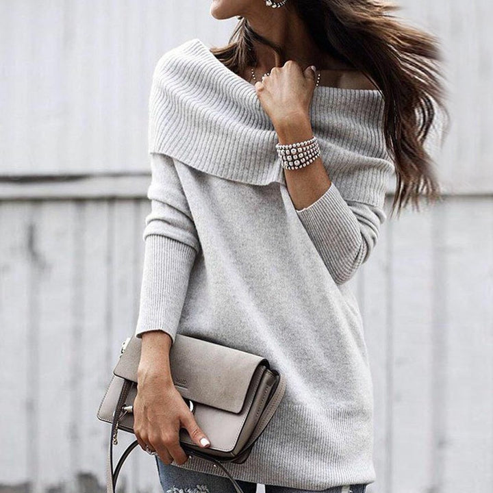 Knitted off-shoulder dress for women with a fitted cut and gathers Lune London