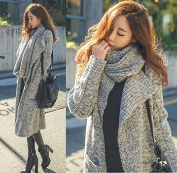 Oversized knit coat for women with relaxed pockets Lune London