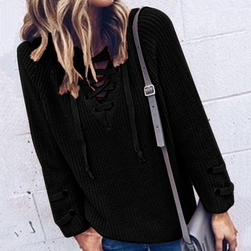 Knitted sweater for women with drawstring and 3/4 sleeves Lune London