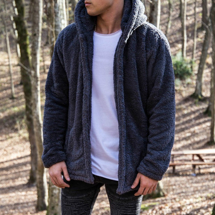 Cozy fleece jacket for men with hood Lune London