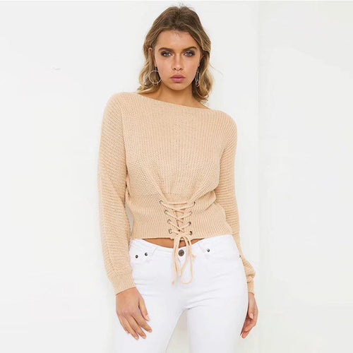 Cropped knitted sweater for women with the lace trend Lune London