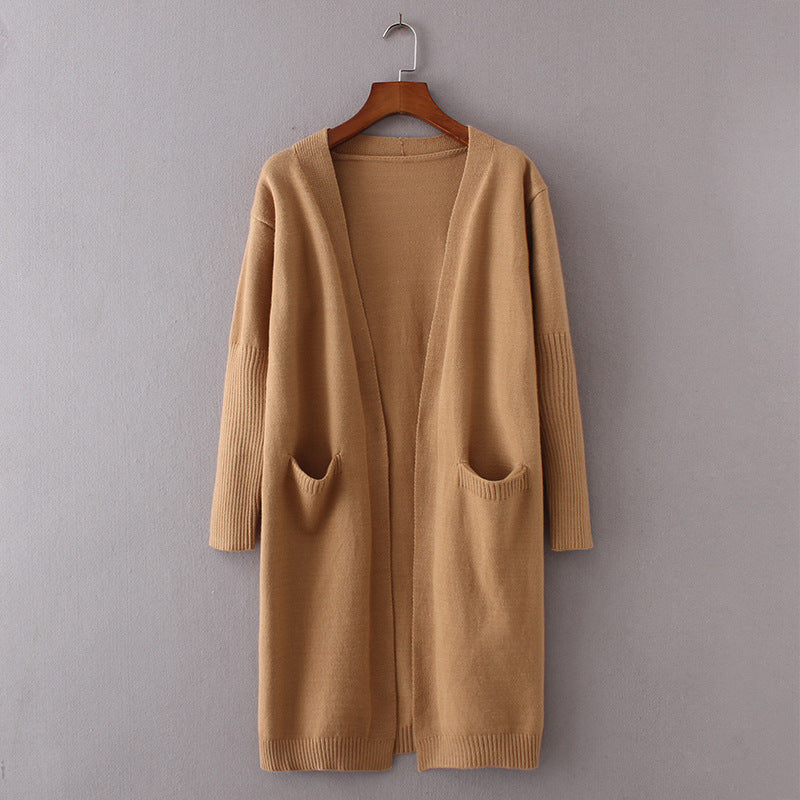 Ladies Long Cardigan with deep pockets and open cut Lune London