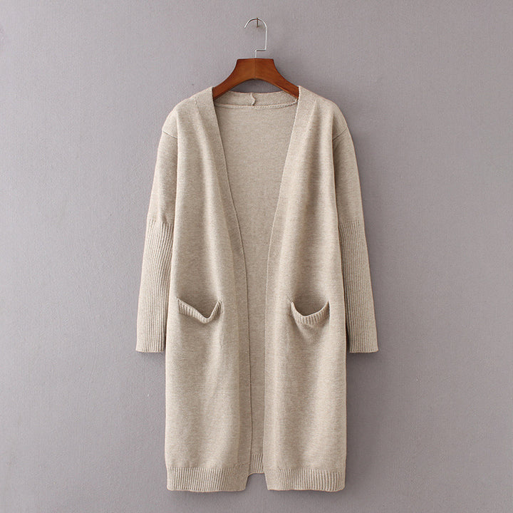 Ladies Long Cardigan with deep pockets and open cut Lune London