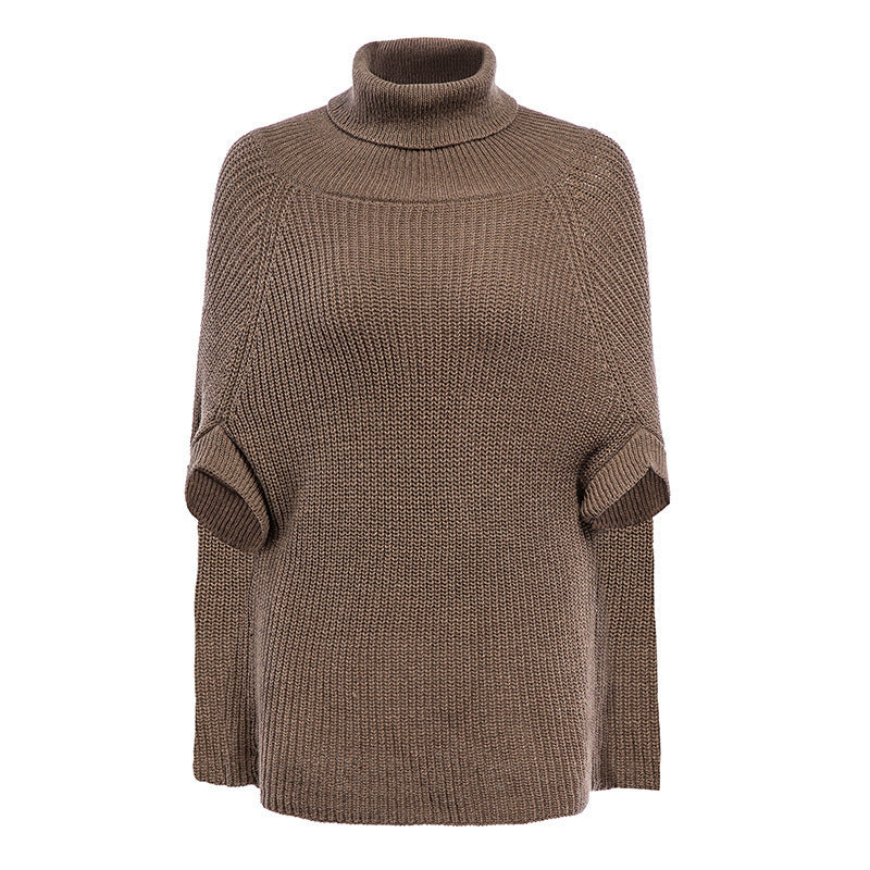 Knit sweater for women with high collar and asymmetrical cut Lune London
