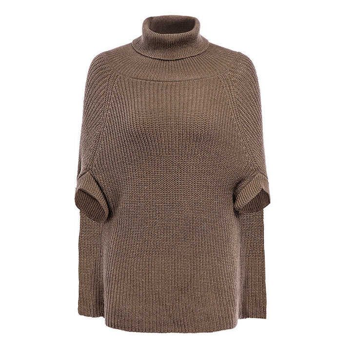 Knit sweater for women with high collar and asymmetrical cut Lune London