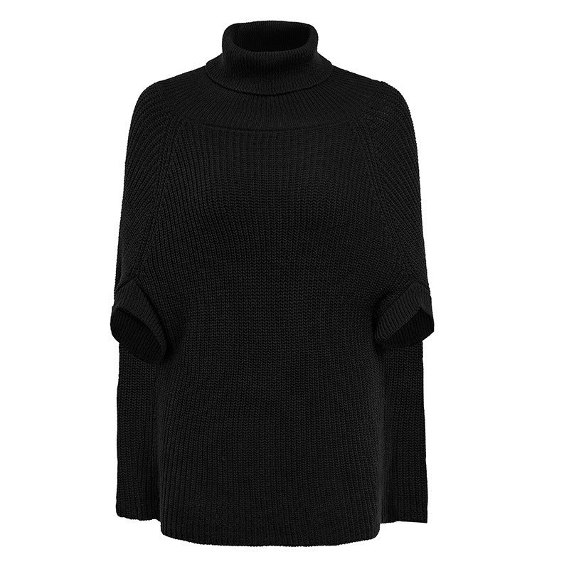 Knit sweater for women with high collar and asymmetrical cut Lune London