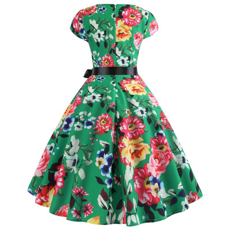 Robe midi femme avec un motif floral et une ceinture réglable à la taille Chic & Stil