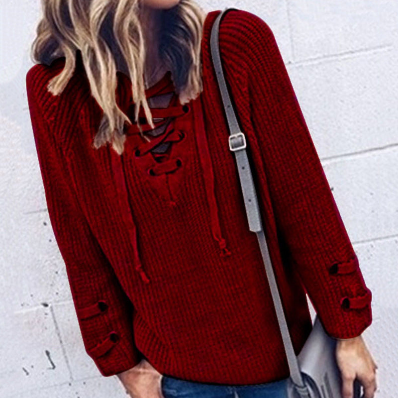 Knitted sweater for women with drawstring and 3/4 sleeves Lune London