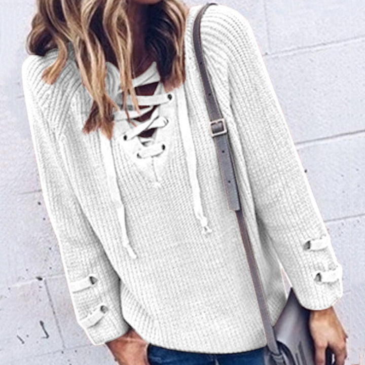Knitted sweater for women with drawstring and 3/4 sleeves Lune London