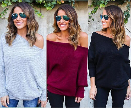 Casual oversized sweater for women with an off-shoulder design and wide sleeves Lune London