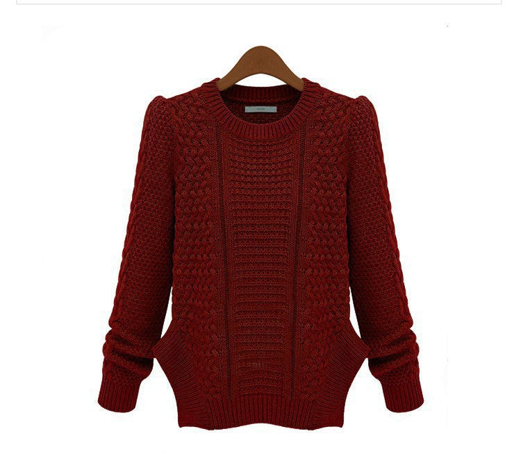 Knitted sweater for women with textured surface and side pockets Lune London