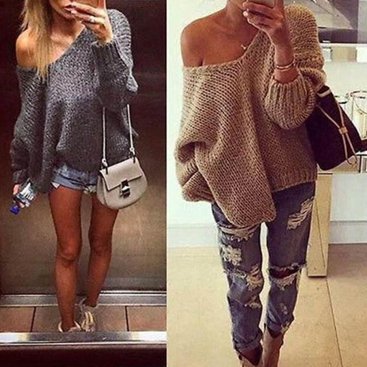 Knit off-shoulder pullover for women with casual fit Lune London