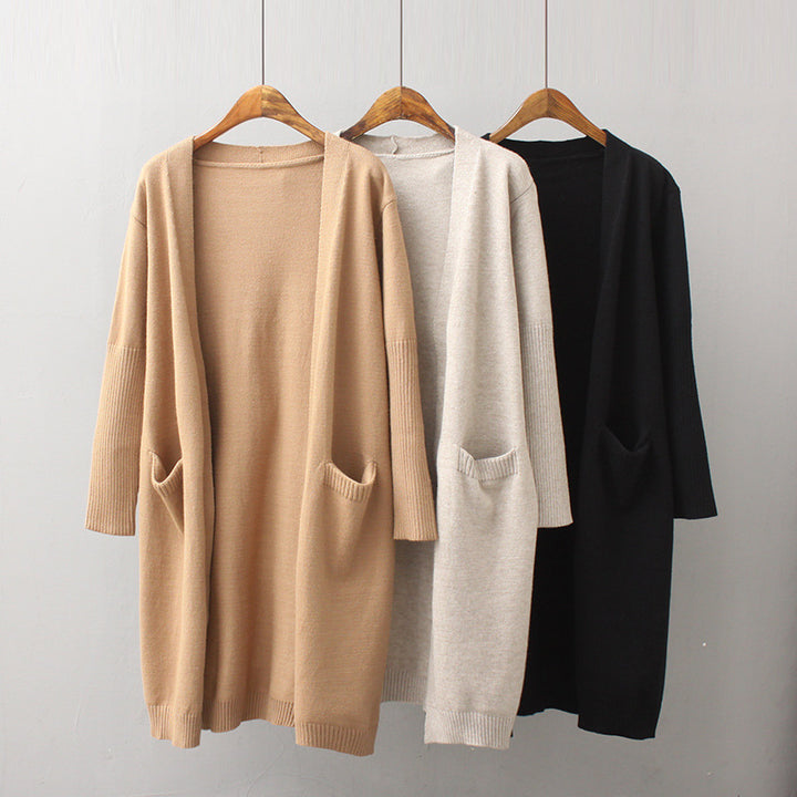 Ladies Long Cardigan with deep pockets and open cut Lune London