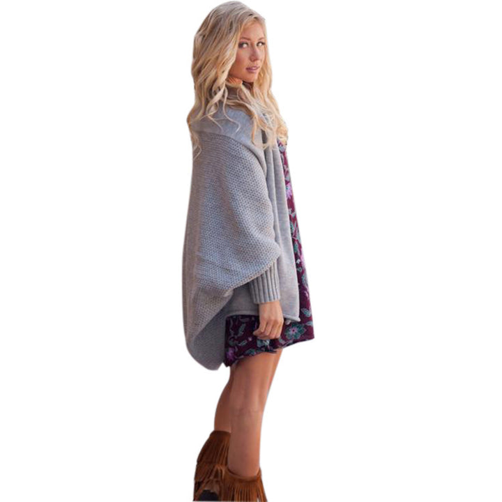 Ladies cozy knit jacket with hood and open sides Lune London
