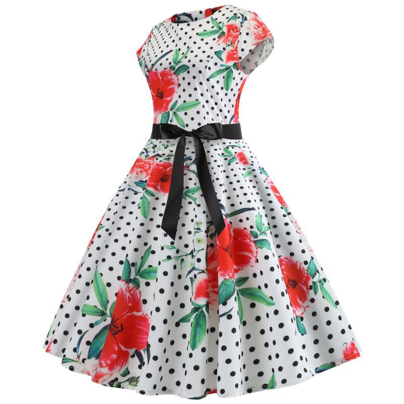 Robe évasée pour femmes avec motif floral et pois Chic & Stil