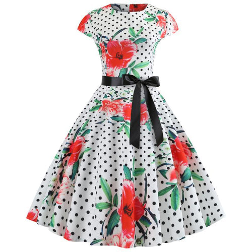 Robe évasée pour femmes avec motif floral et pois Chic & Stil