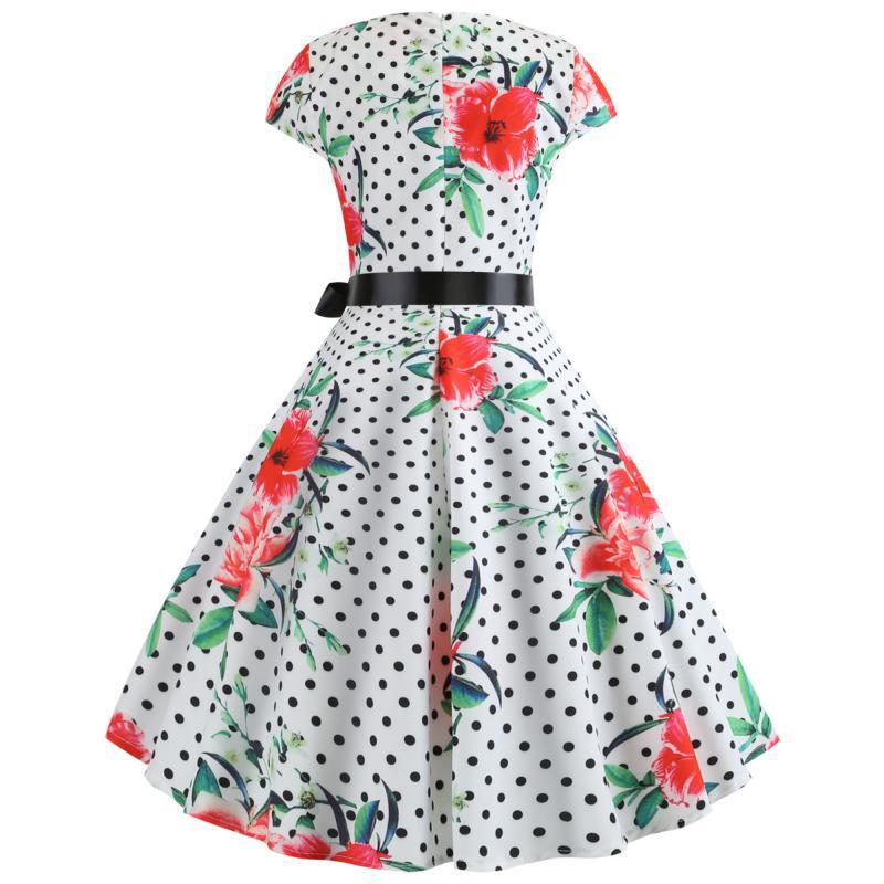 Robe évasée pour femmes avec motif floral et pois Chic & Stil