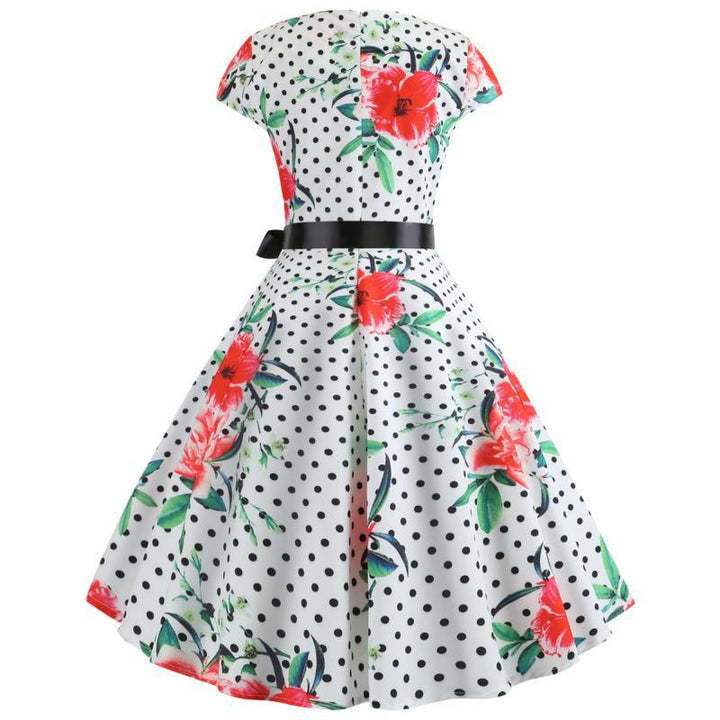 Robe évasée pour femmes avec motif floral et pois Chic & Stil