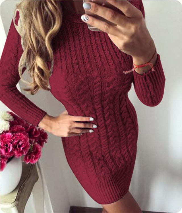 Women's Knitted Dress with Elegant Cable Pattern and Figure-Hugging Fit Lune London