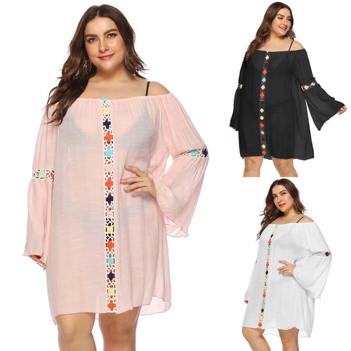 Oversized embroidered off-shoulder dress for women Lune London