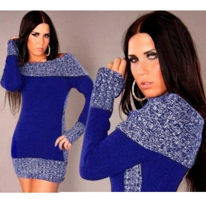 Ladies Elegant Knit Dress with Off-the-Shoulder Neckline and Button Details Lune London