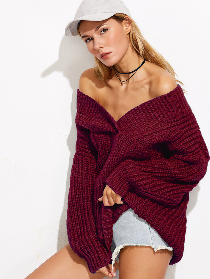 Chunky knit sweater for women with an open cut and stylish sleeves Lune London