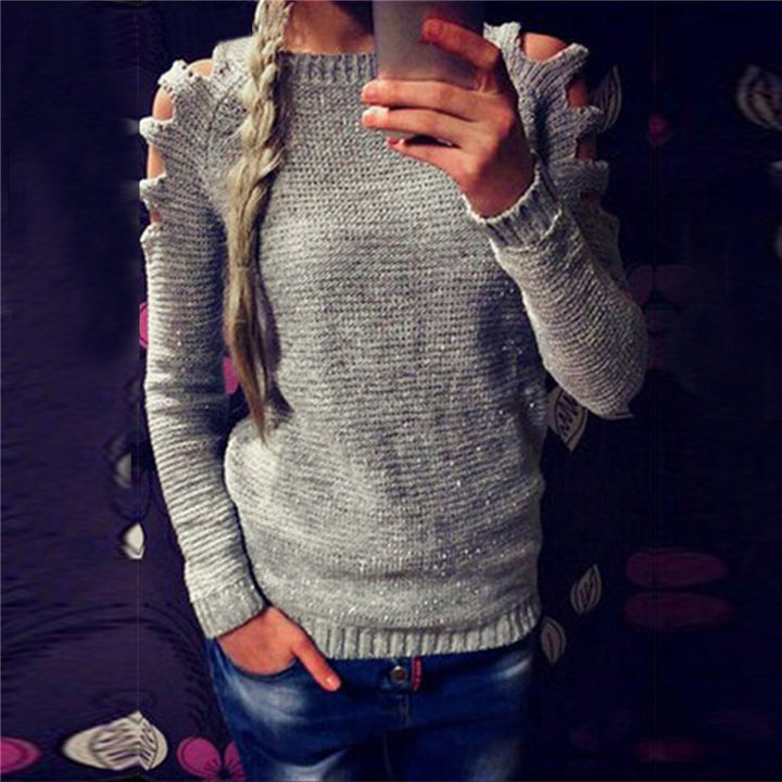 Pull en tricot pour femmes avec un design innovant à découpe et des détails scintillants Lune London