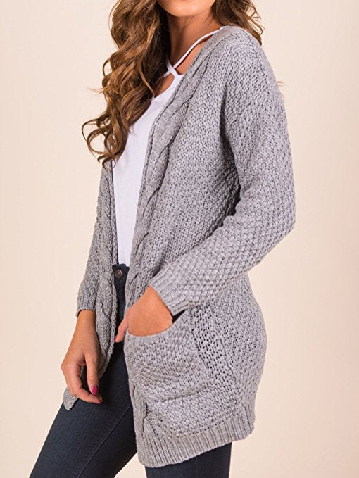 Ladies Light Knit Cardigan with Open Pockets and Casual Fit Lune London