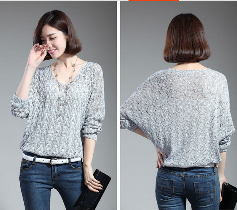 Sweater knit for women with decorative hole pattern and wide sleeves Lune London