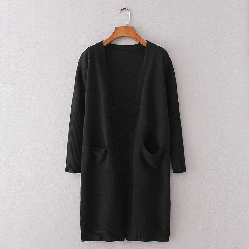 Ladies Long Cardigan with deep pockets and open cut Lune London