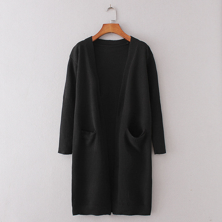 Ladies Long Cardigan with deep pockets and open cut Lune London