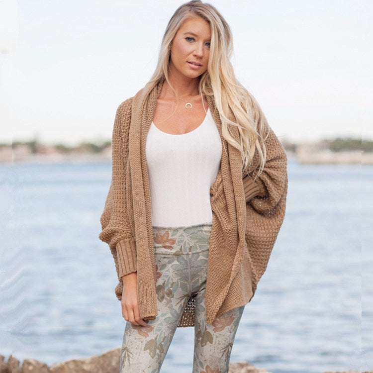 Ladies cozy knit jacket with hood and open sides Lune London
