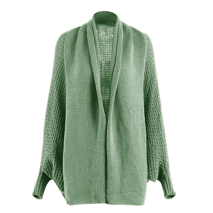 Oversized chunky knit jacket for women with a deep neckline and voluminous sleeves Lune London