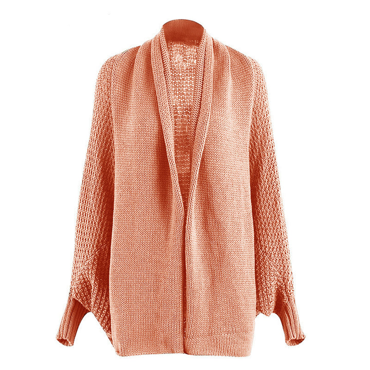 Oversized chunky knit jacket for women with a deep neckline and voluminous sleeves Lune London