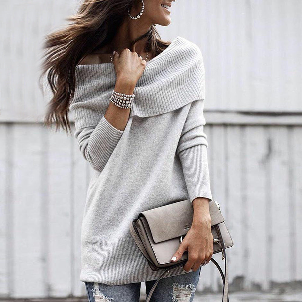 Knit dress for women with off-the-shoulder design and decorative cord Lune London