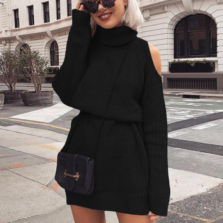 Knit sweater for women with high collar and shoulder design Lune London