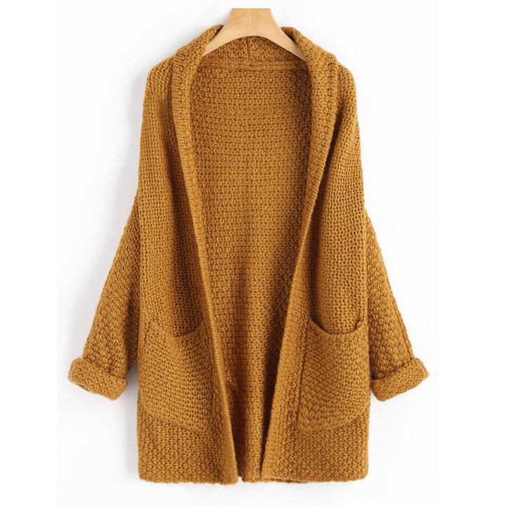 Ladies Large knitted cardigan with a relaxed fit and practical pockets Lune London